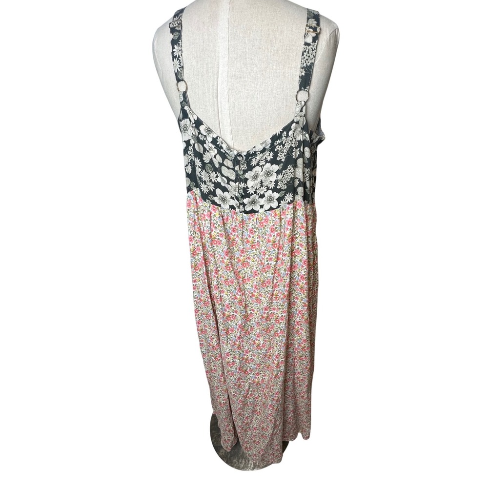 Natural Life Maxi Dress XL Floral Black Pink Boho Artsy Cottagecore Lightweight - Picture 2 of 12